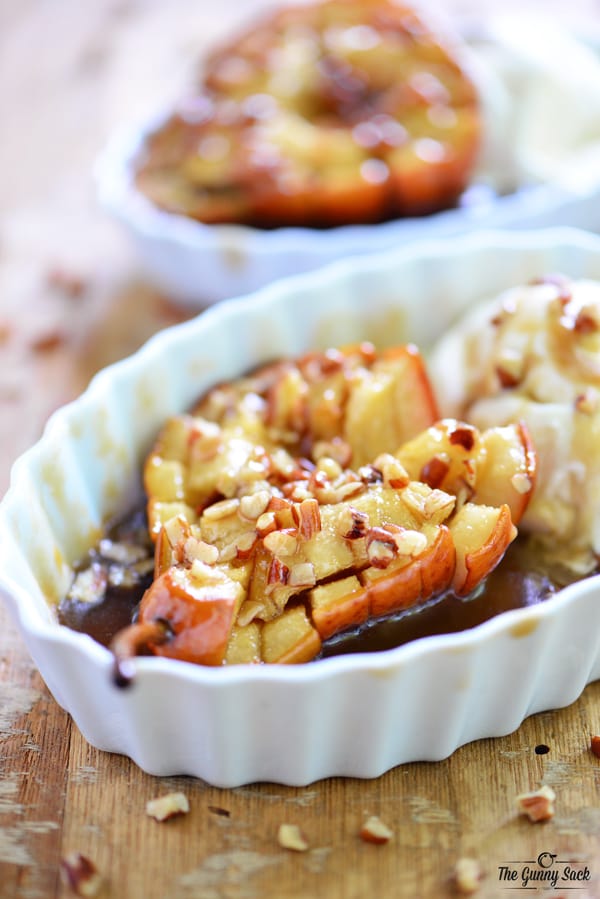Bloomin' Baked Pears Recipe With Pecans and Butterscotch Sauce