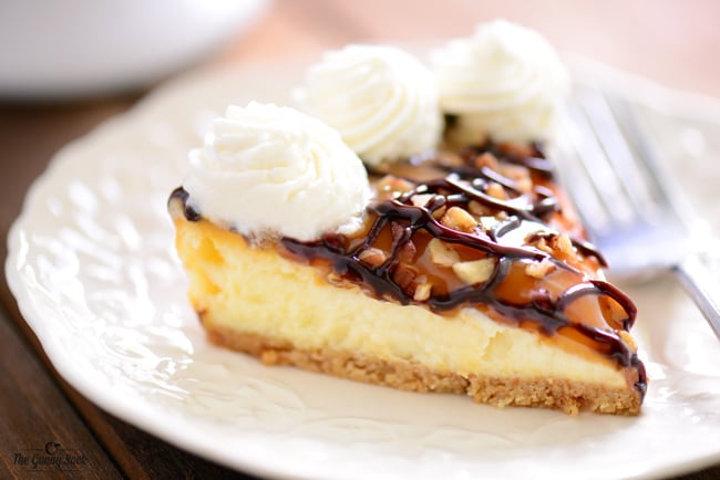 Easy Turtle Cheesecake Slice on plate