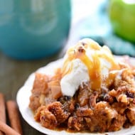 Slow Cooker Apple Walnut Bread Pudding