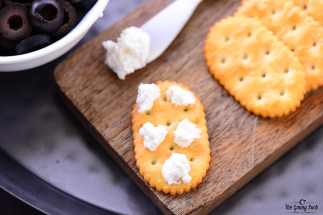 Cream Cheese dots on cracker