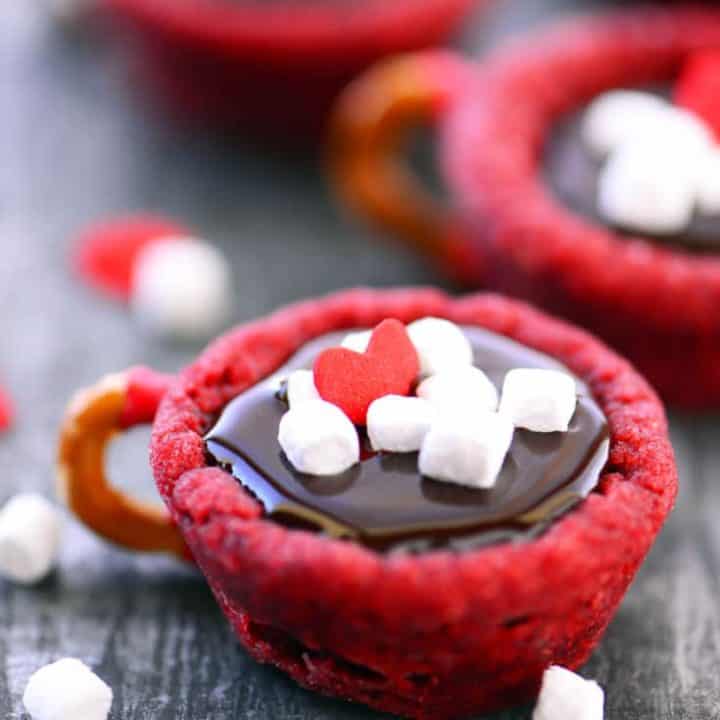 Red Velvet Hot Chocolate Cookie Cups Recipe Perfect For Valentine's Day