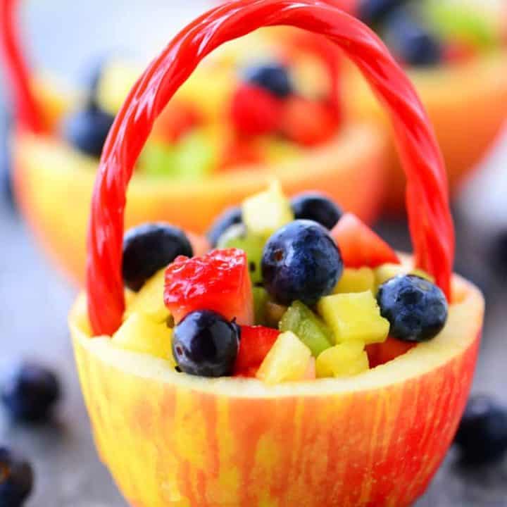 This fun Apple Fruit Basket recipe is a great way to make a healthy Easter basket!