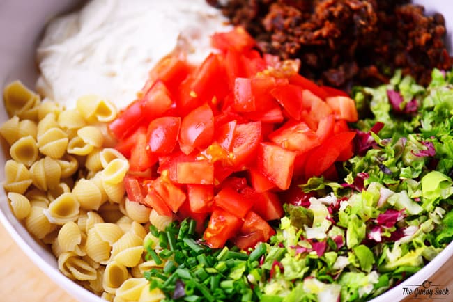 BLT Pasta Salad ingredients