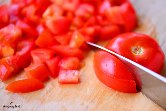 dicing tomatoes