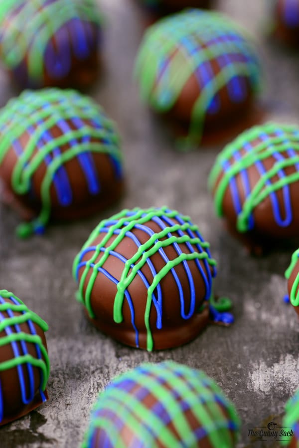 Oreo Truffles with green and blue on top