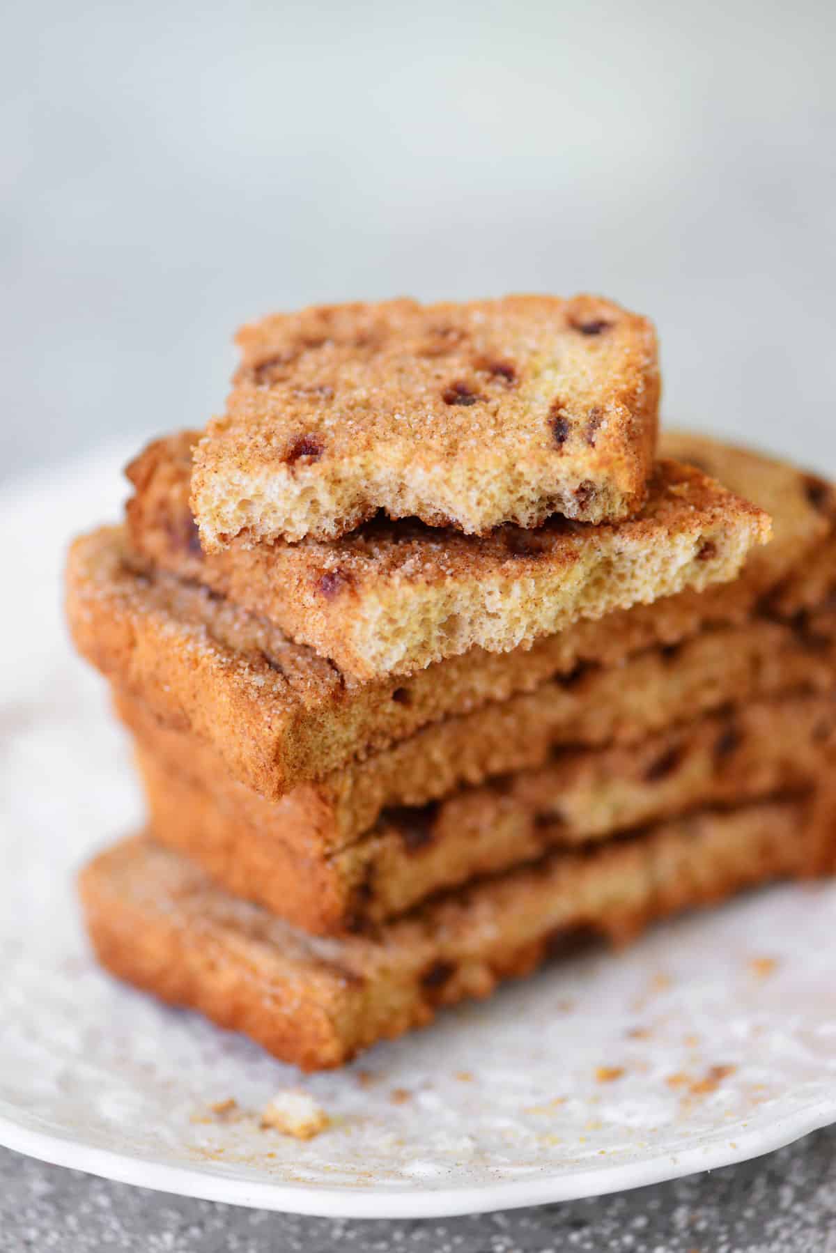 cinnamon sugar toast baked so its crunch in a stack