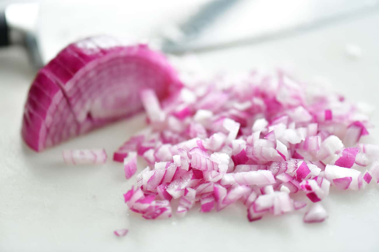 Dice a red onion.
