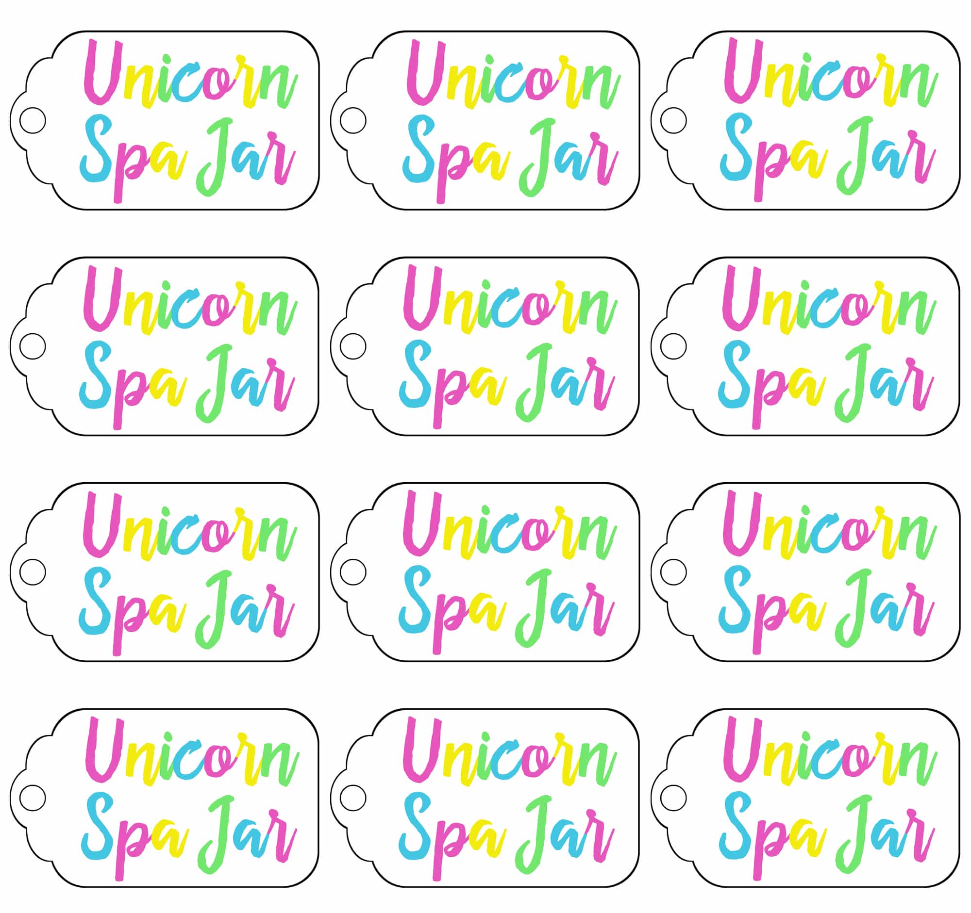 unicorn spa jar labels