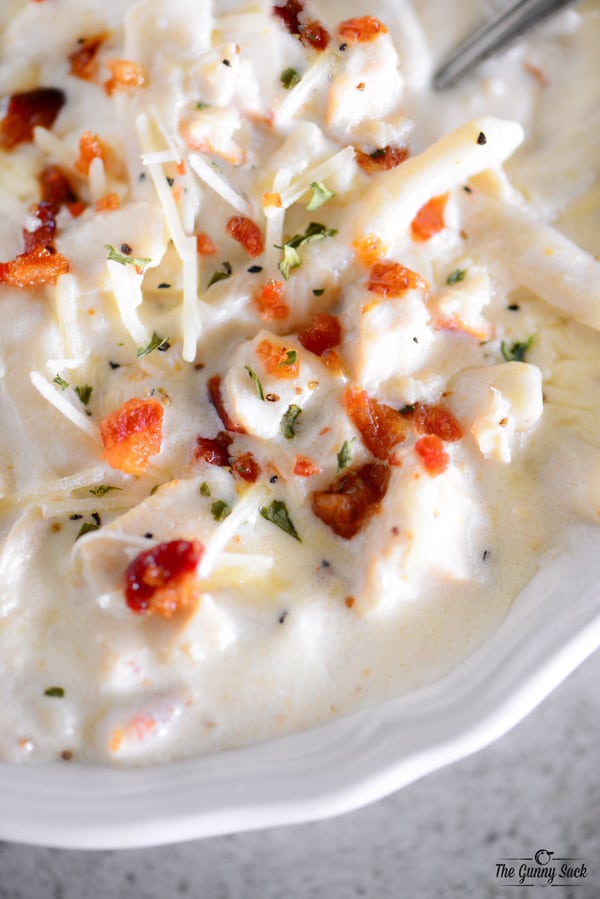 Chicken Alfredo Soup with Bacon