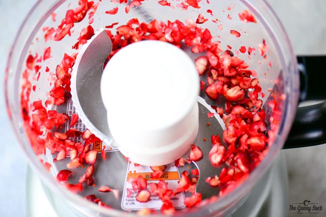 chopped cranberries in a food processor