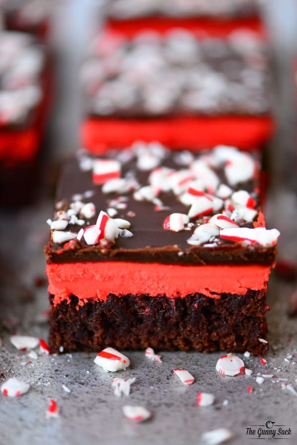 chocolate peppermint brownies on a cookie sheet