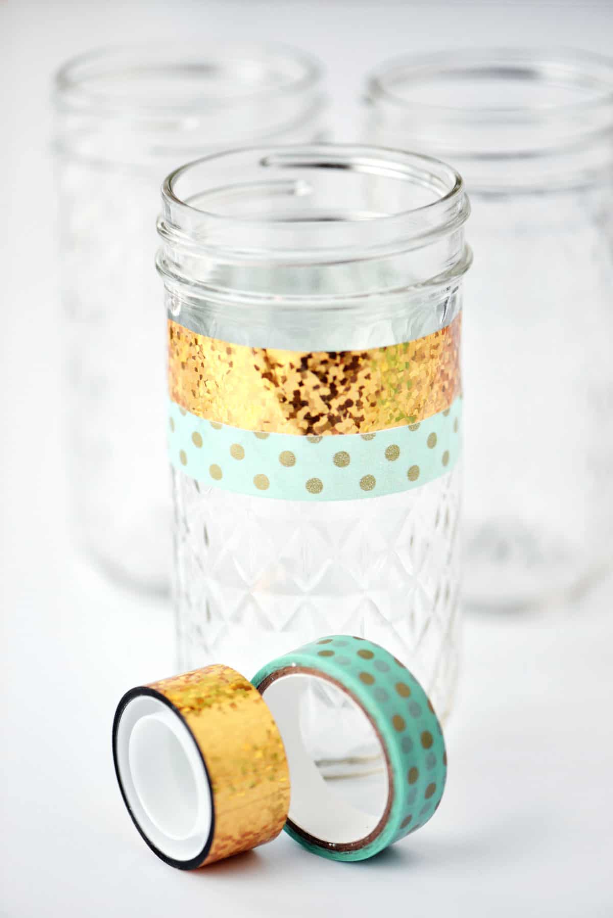 Washi Tape Mason jars