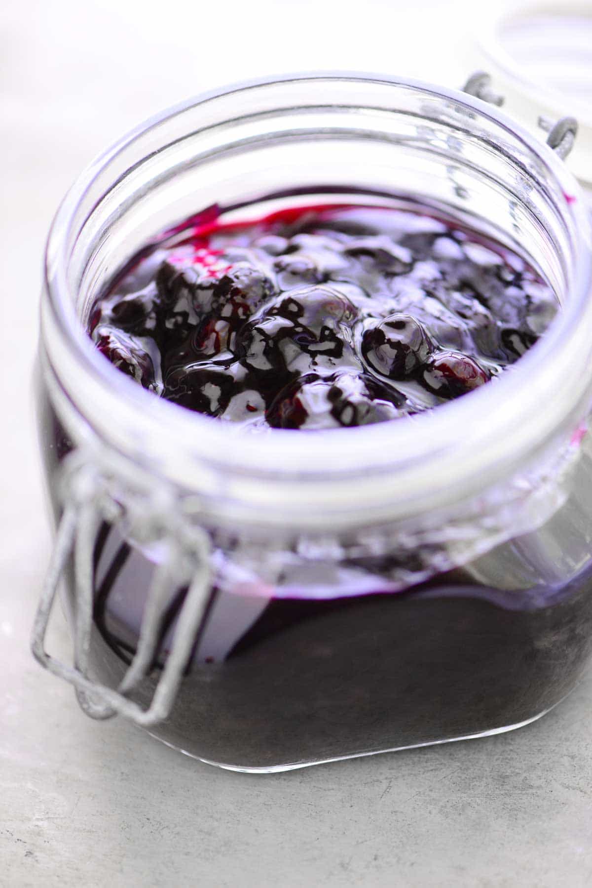 Blueberry Sauce in mason jar