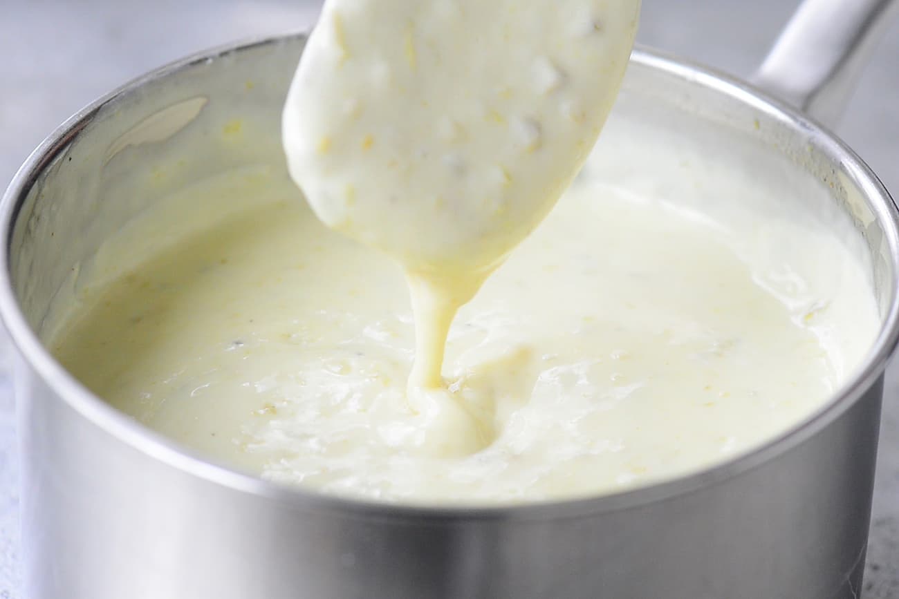 melted cheese in saucepan for easy queso blanco