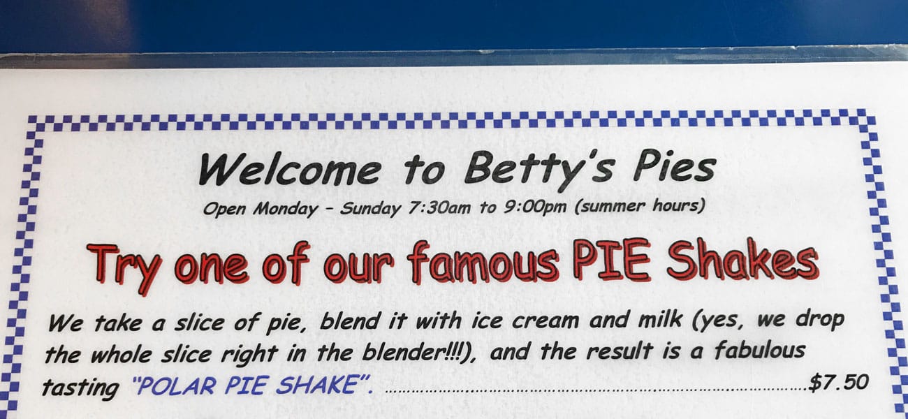 betty's pies menu
