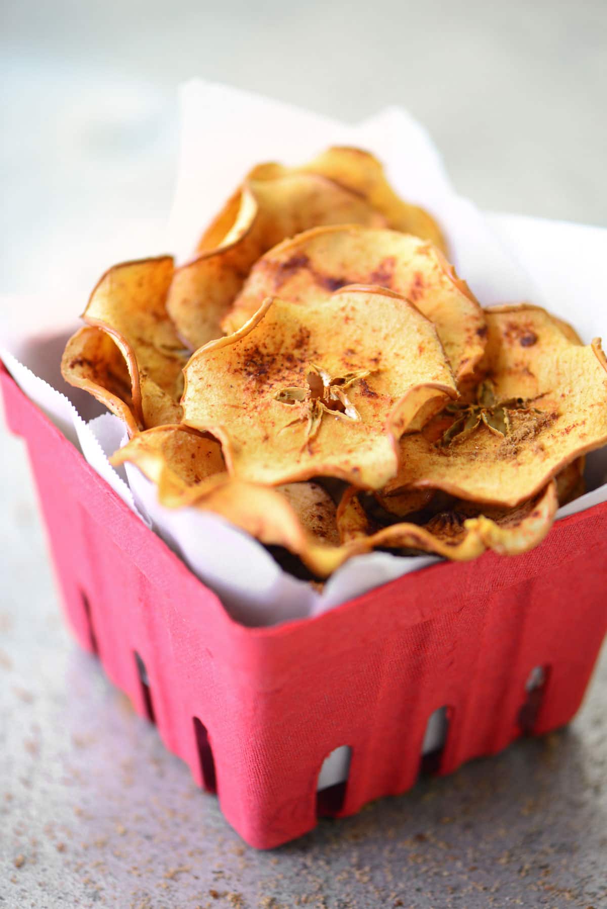Apple Chips in red berry basket