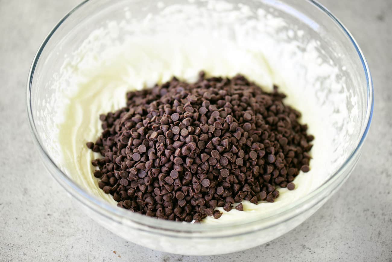 mini chocolate chips in batter