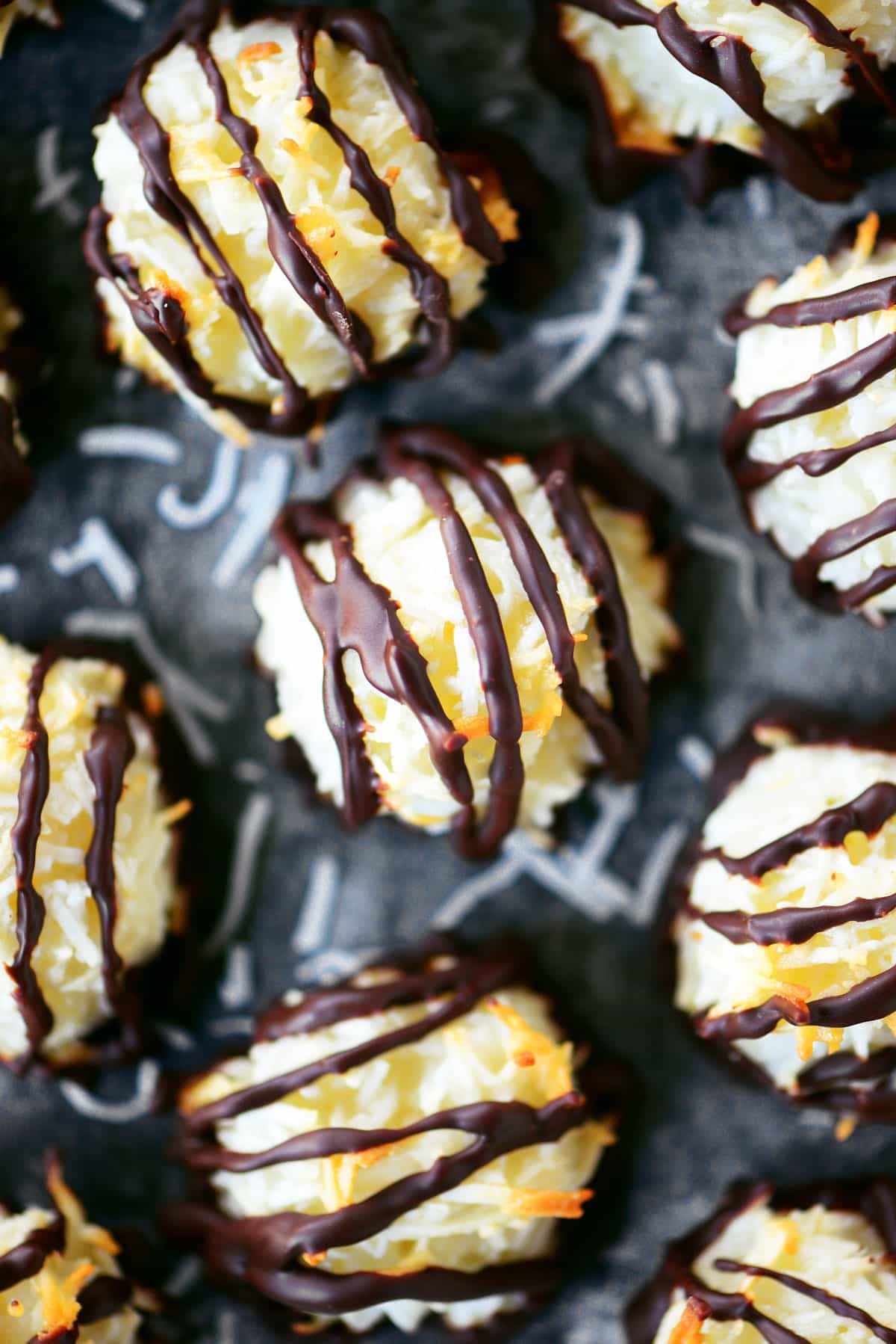 Coconut Macaroons Drizzled with Chocolate