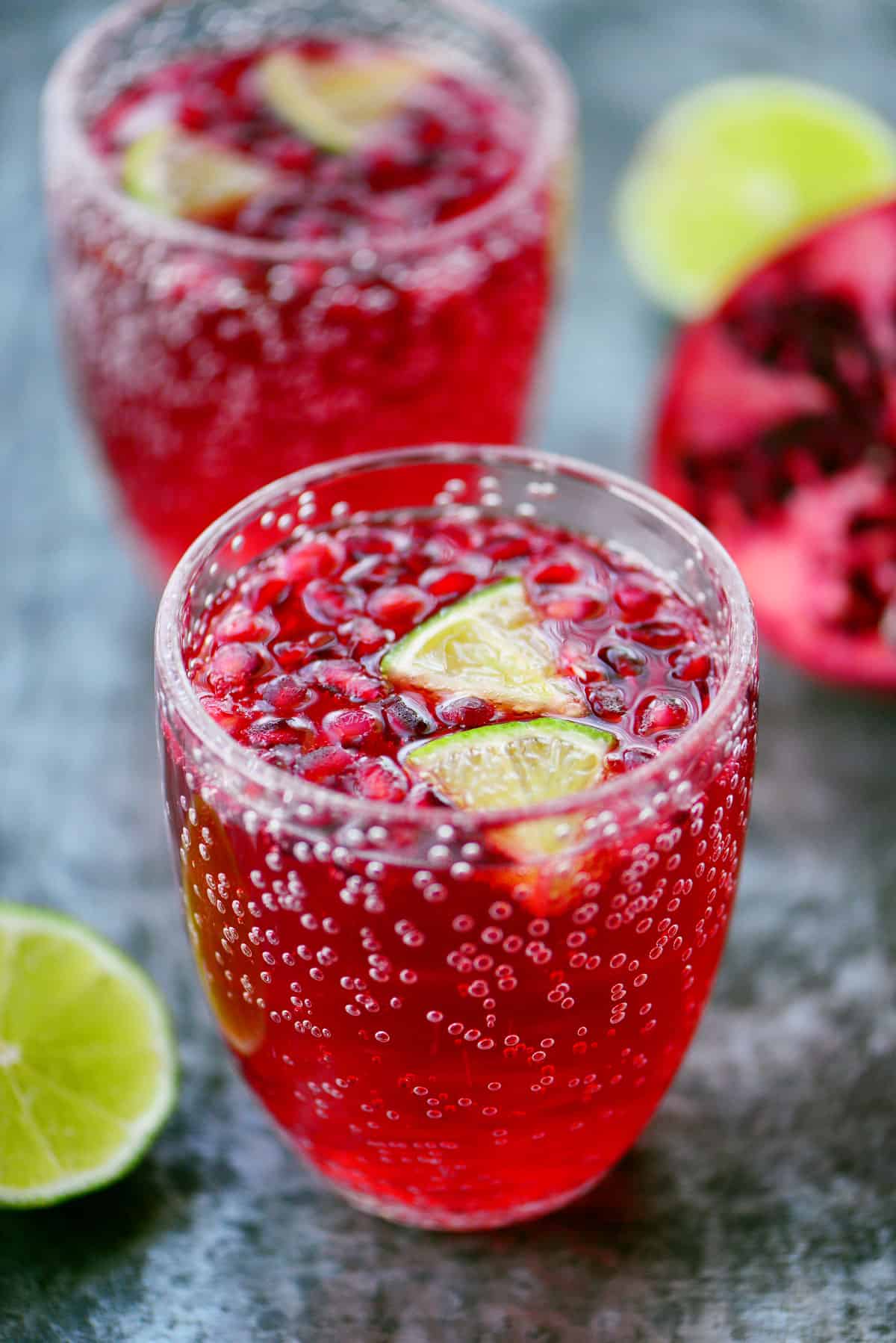 Pomegranate Lime Holiday Punch in cup