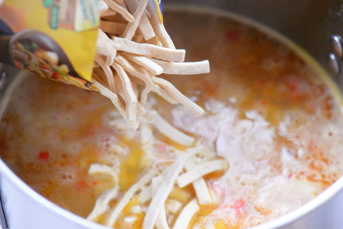 Reames Homestyle Egg Noodles added to soup