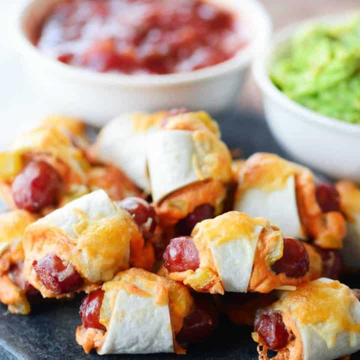 Mexican Pigs In A Blanket Stacked On A Platter