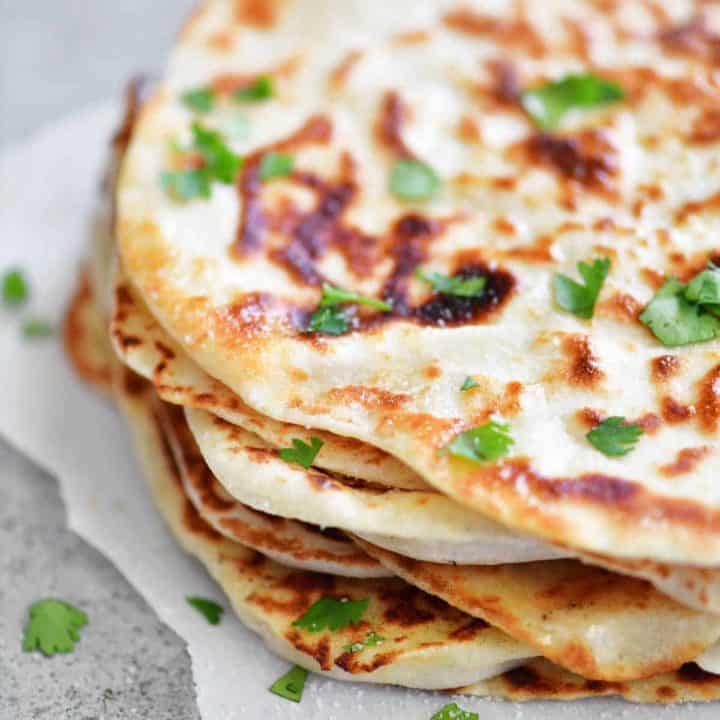naan flatbread made from two ingredient dough