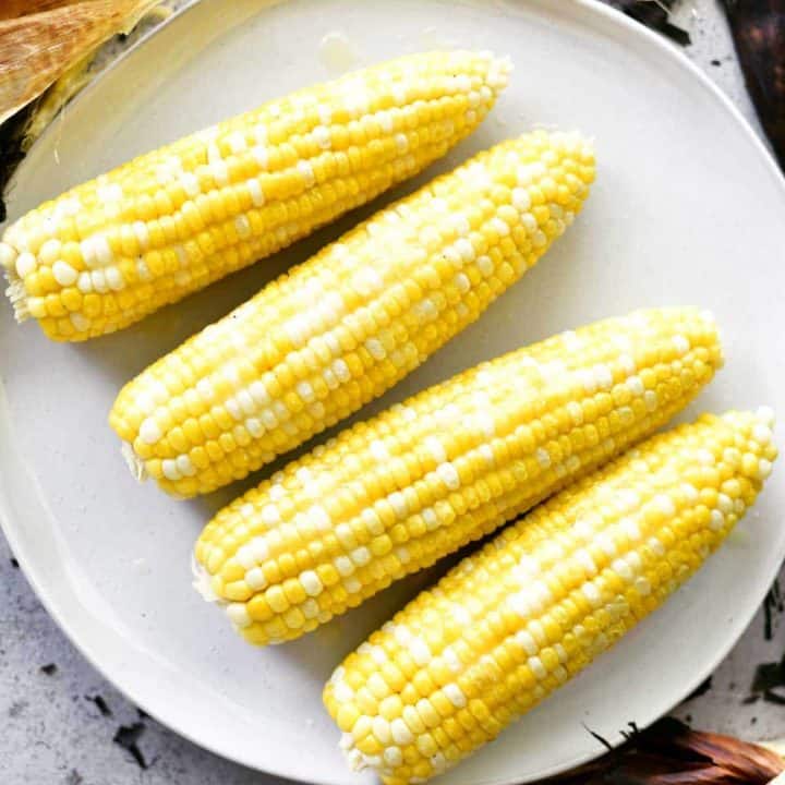 grill corn on the cob on a platter