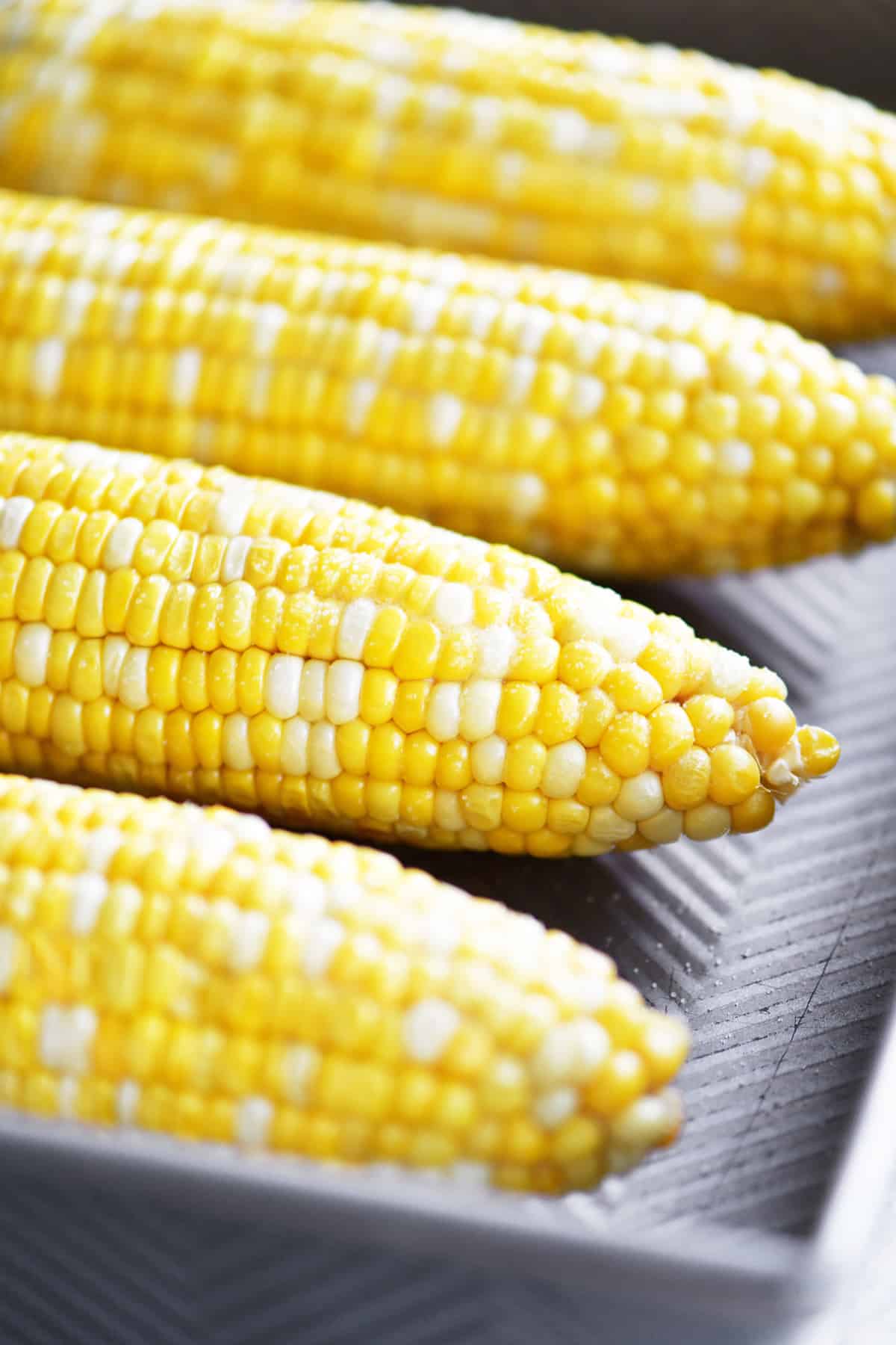 corn on the cob baked in a pan