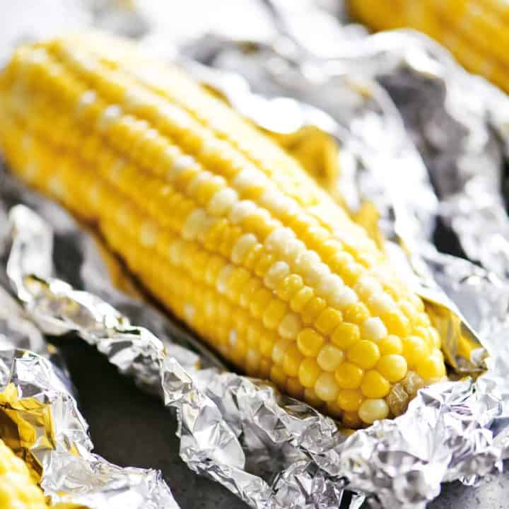 baked oven roasted foil wrapped corn on the cob