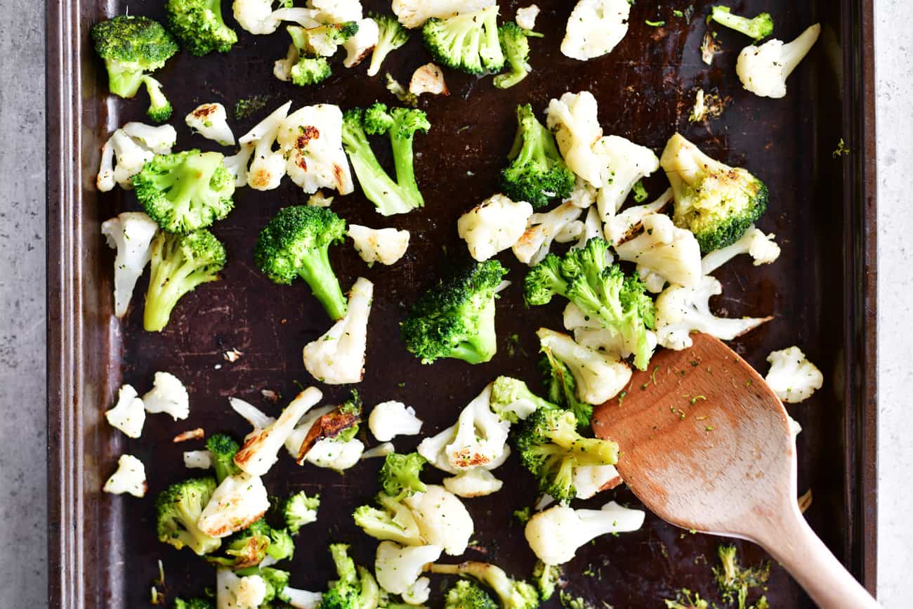 stir broccoli and cauliflower