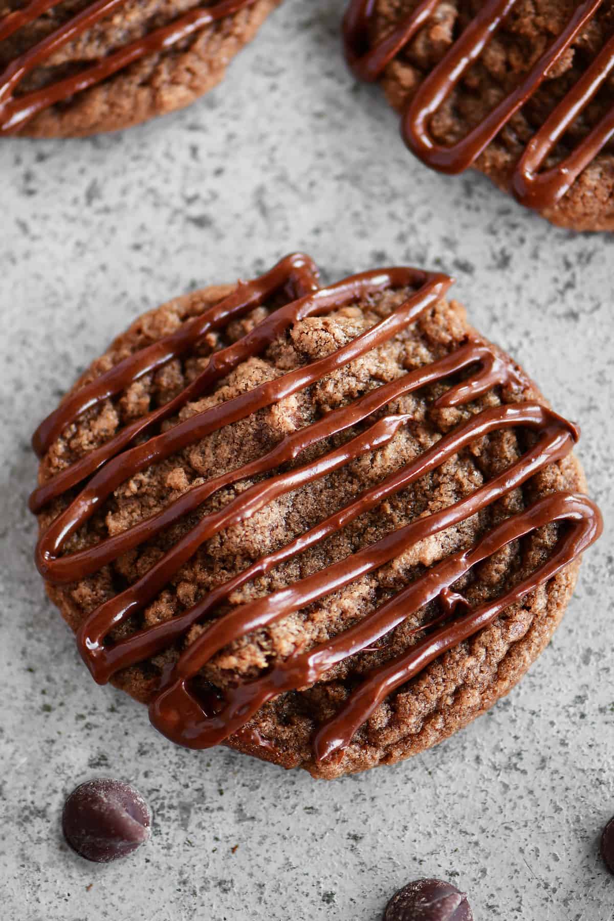 chocolate cookies with chocolate drizzle