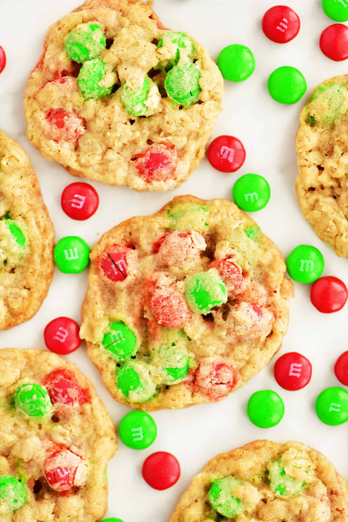 Christmas oatmeal M & M Cookies from above