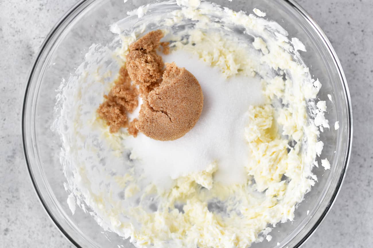 cream sugars into butter for chocolate cookies