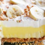 banana cheesecake dessert layers in slice