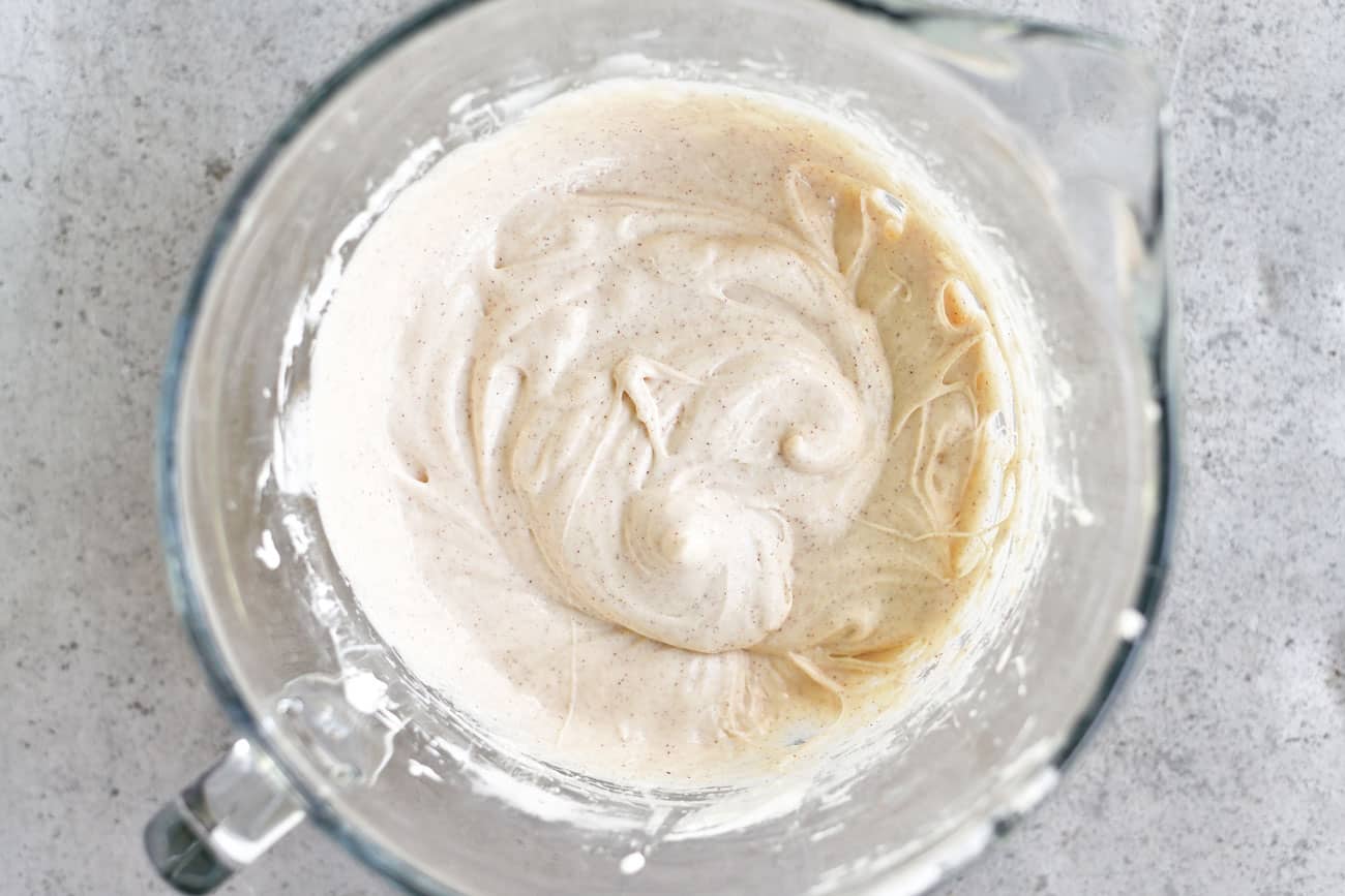cream cheese topping  in a mixing bowl