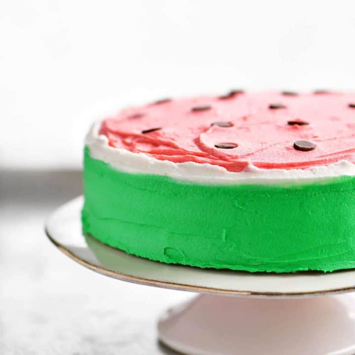 watermelon cake on a stand