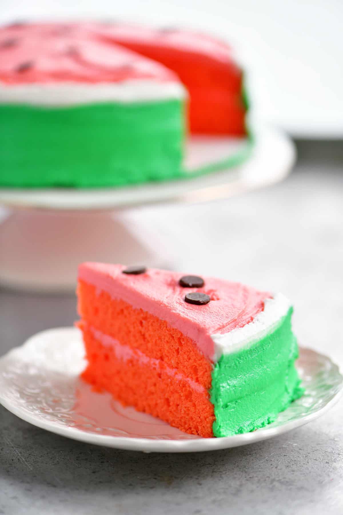slice of watermelon cake on a plate