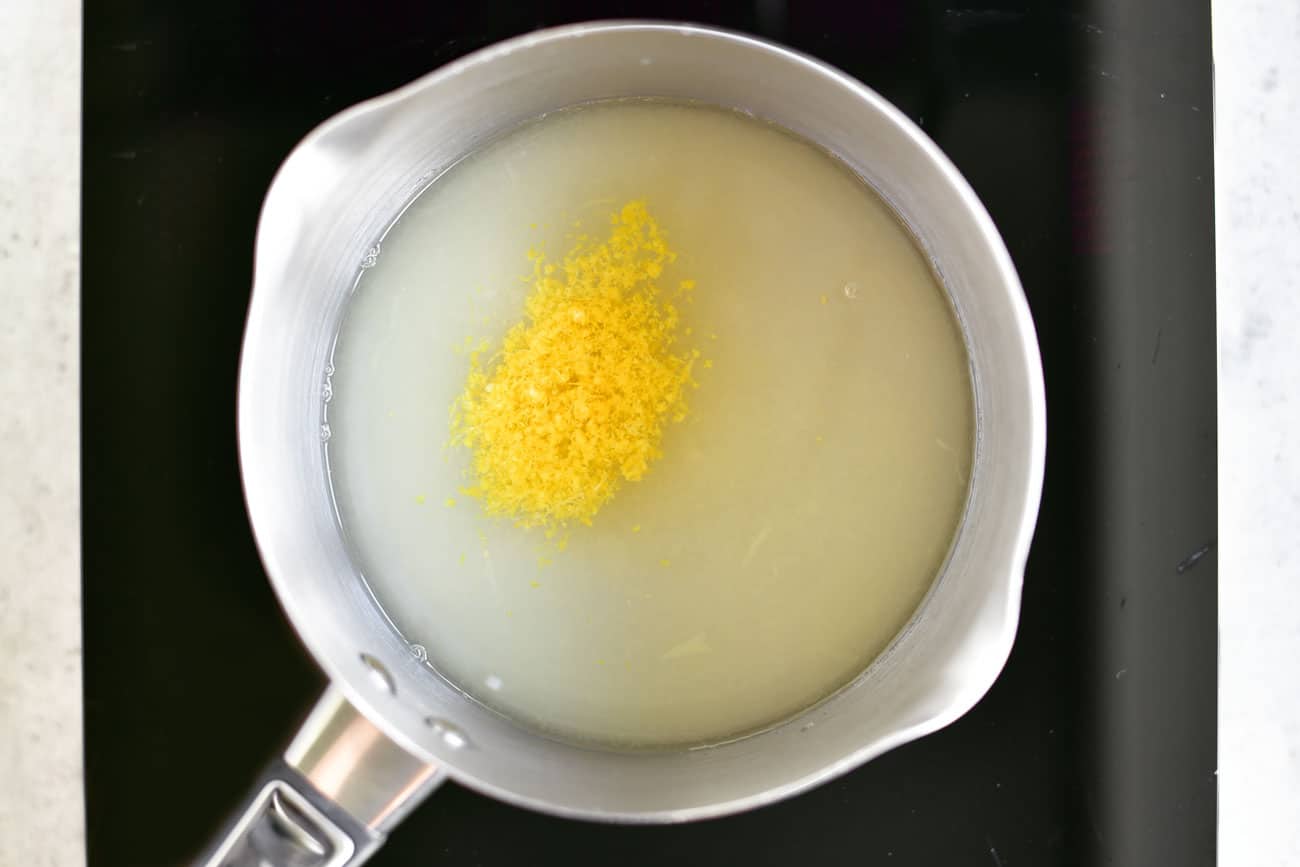 water, sugar, and lemon zest in a saucepan
