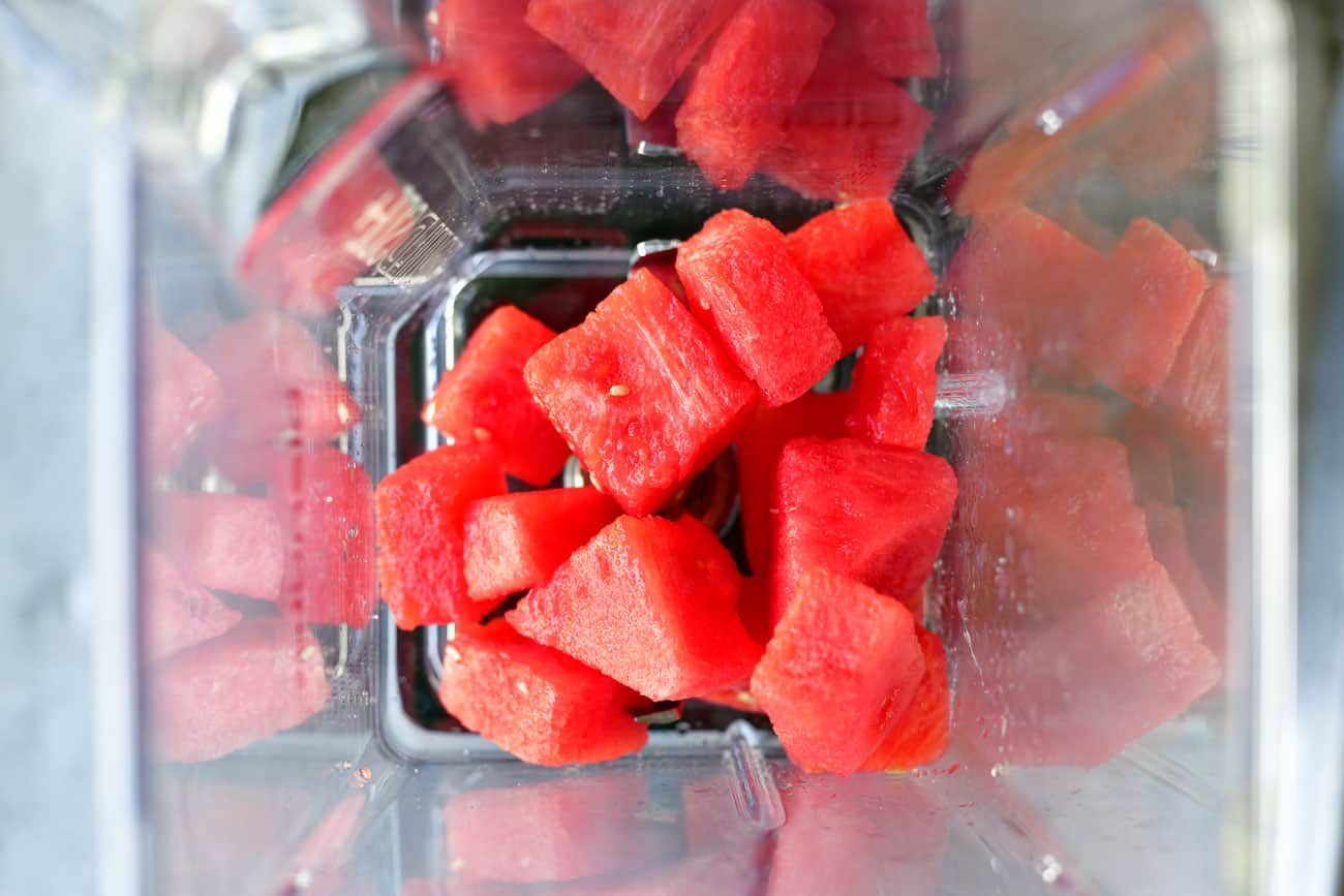 watermelon cubes in blender
