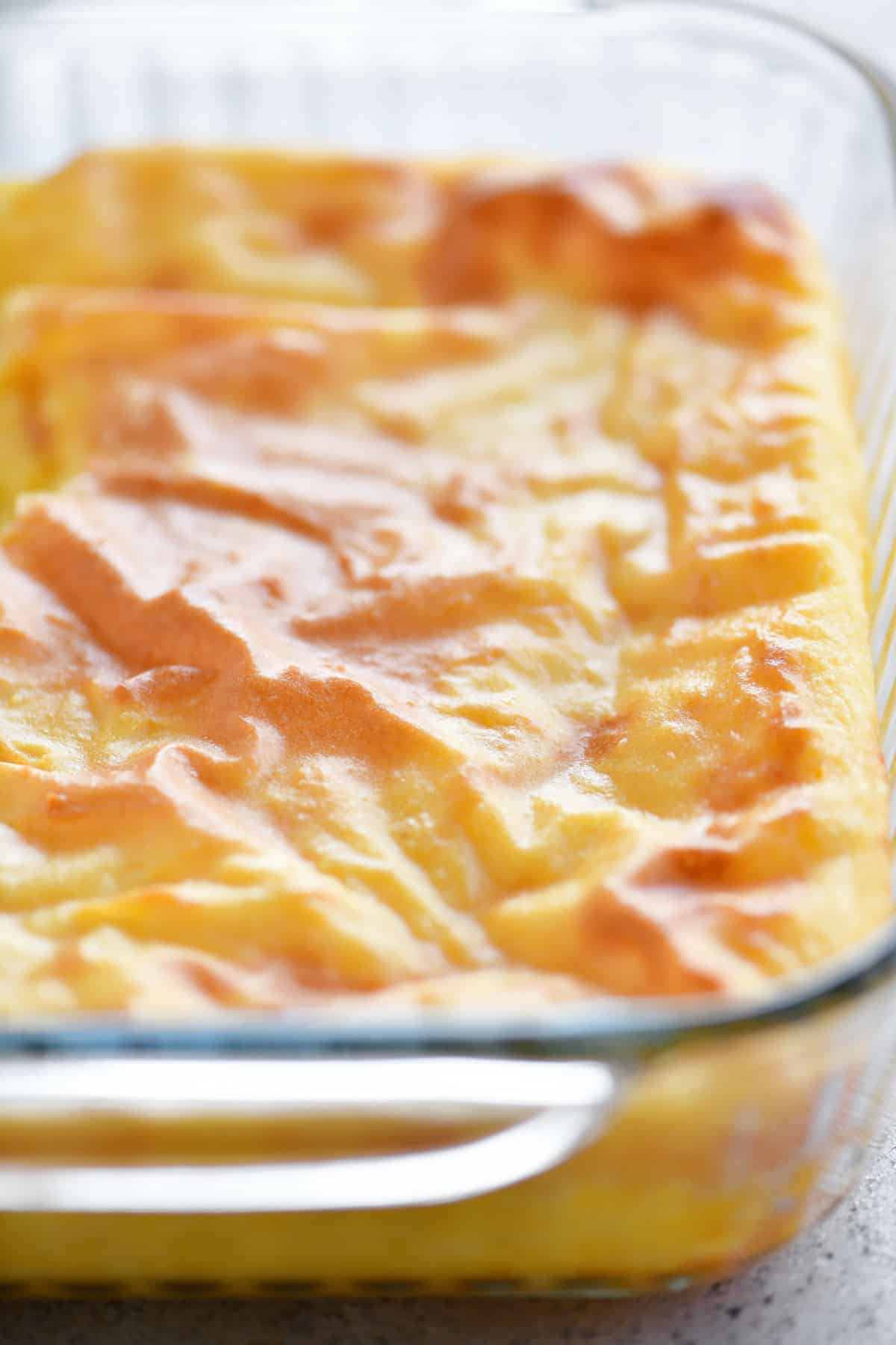 baked mashed potatoes in pan
