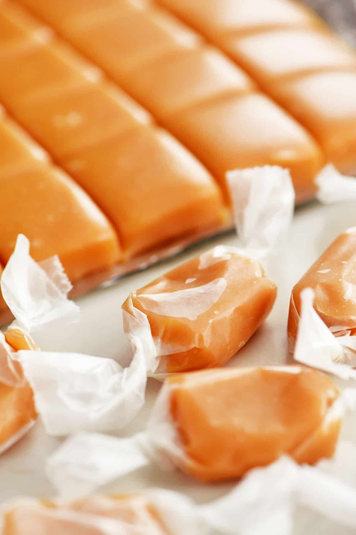 wax paper wrapped caramel candy