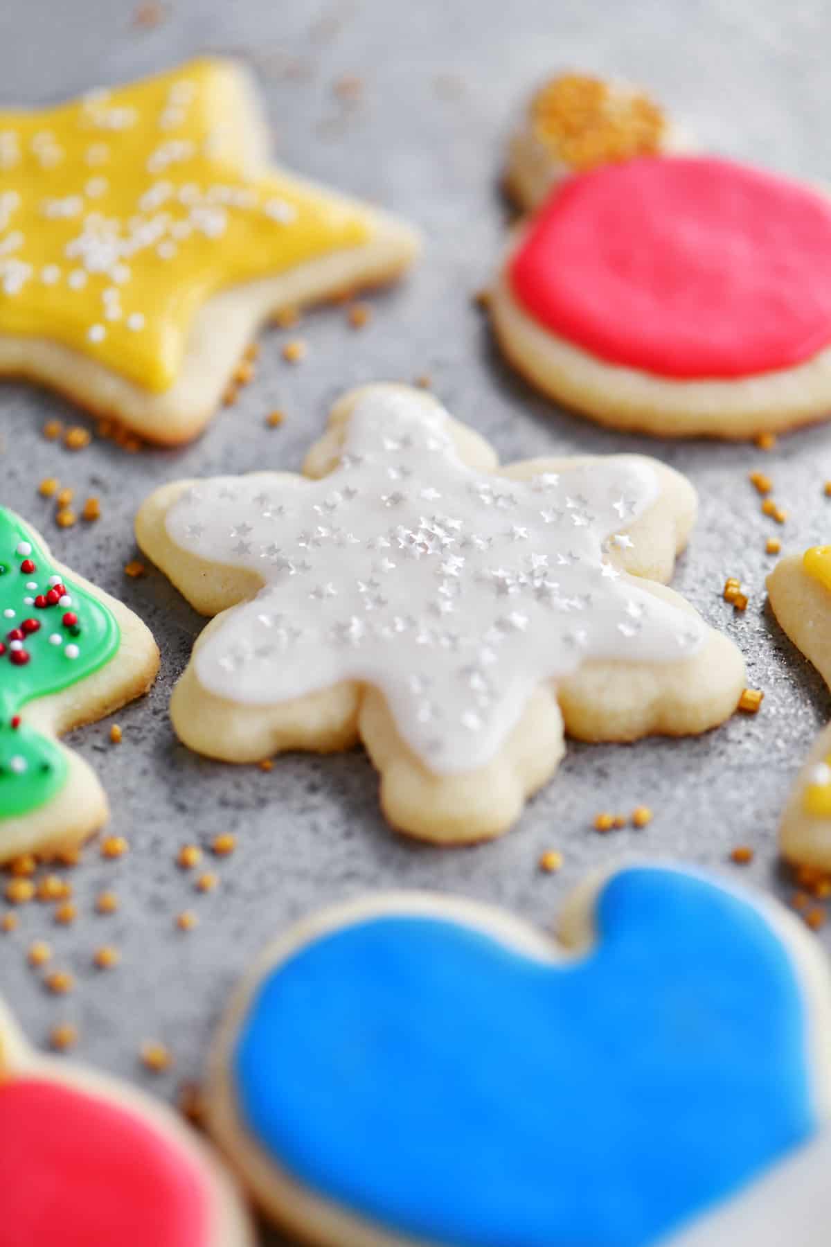 sugar cookies with icing and sprinkles