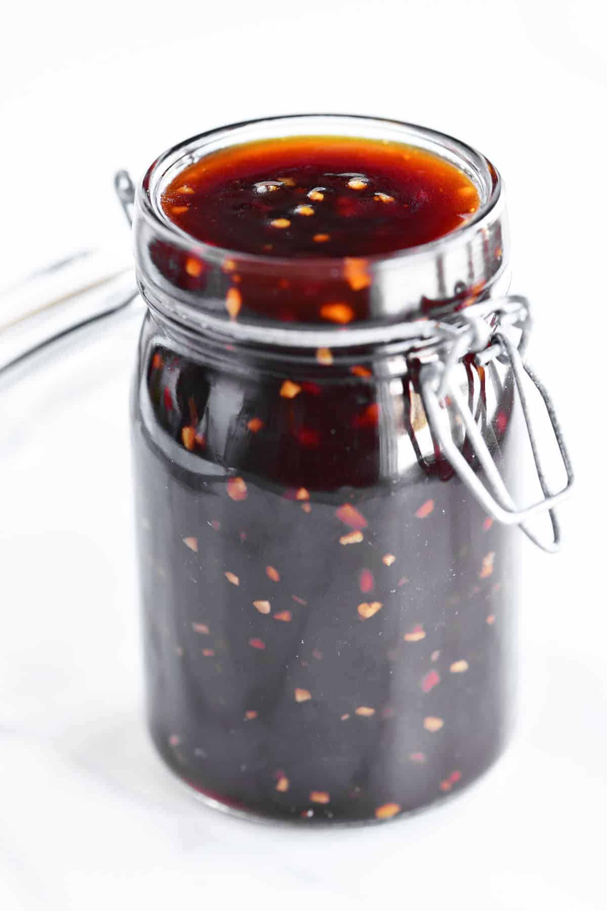 glass jar of teriyaki sauce