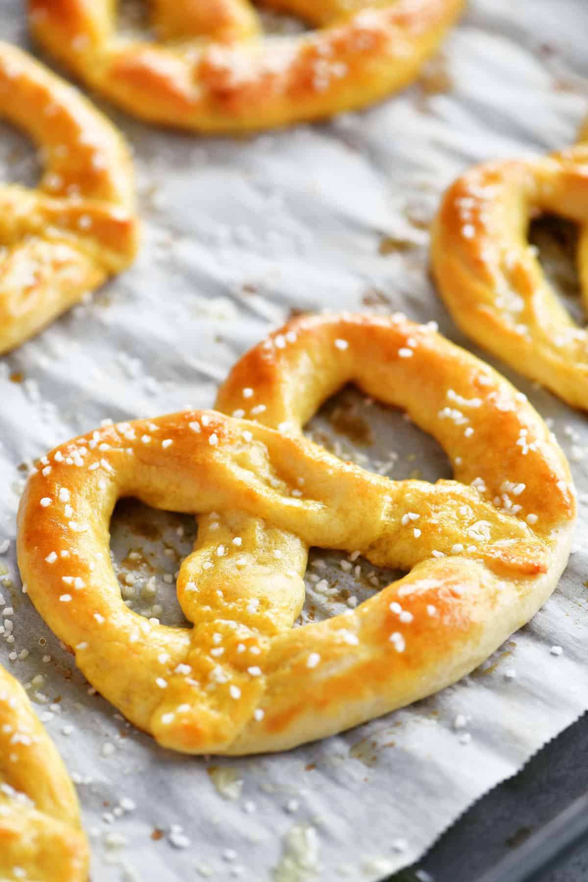 pretzels on a baking sheet