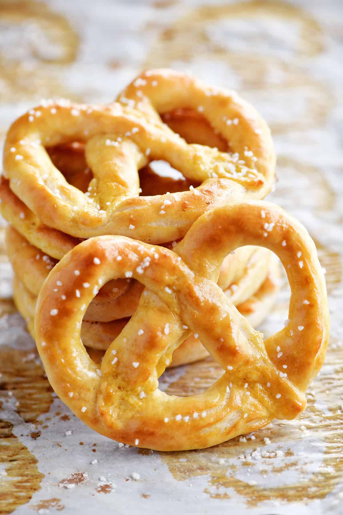 stack of soft pretzels