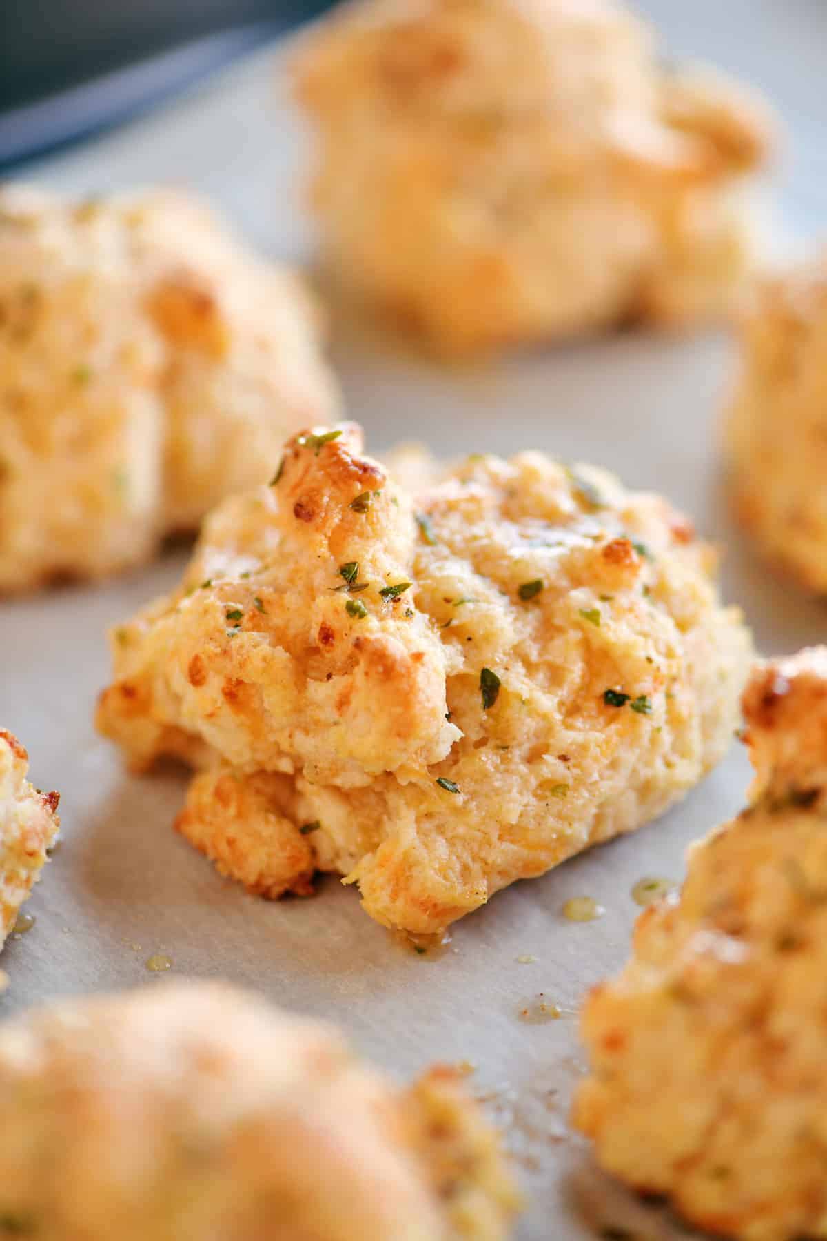 cheddar biscuit with butter and seasonings