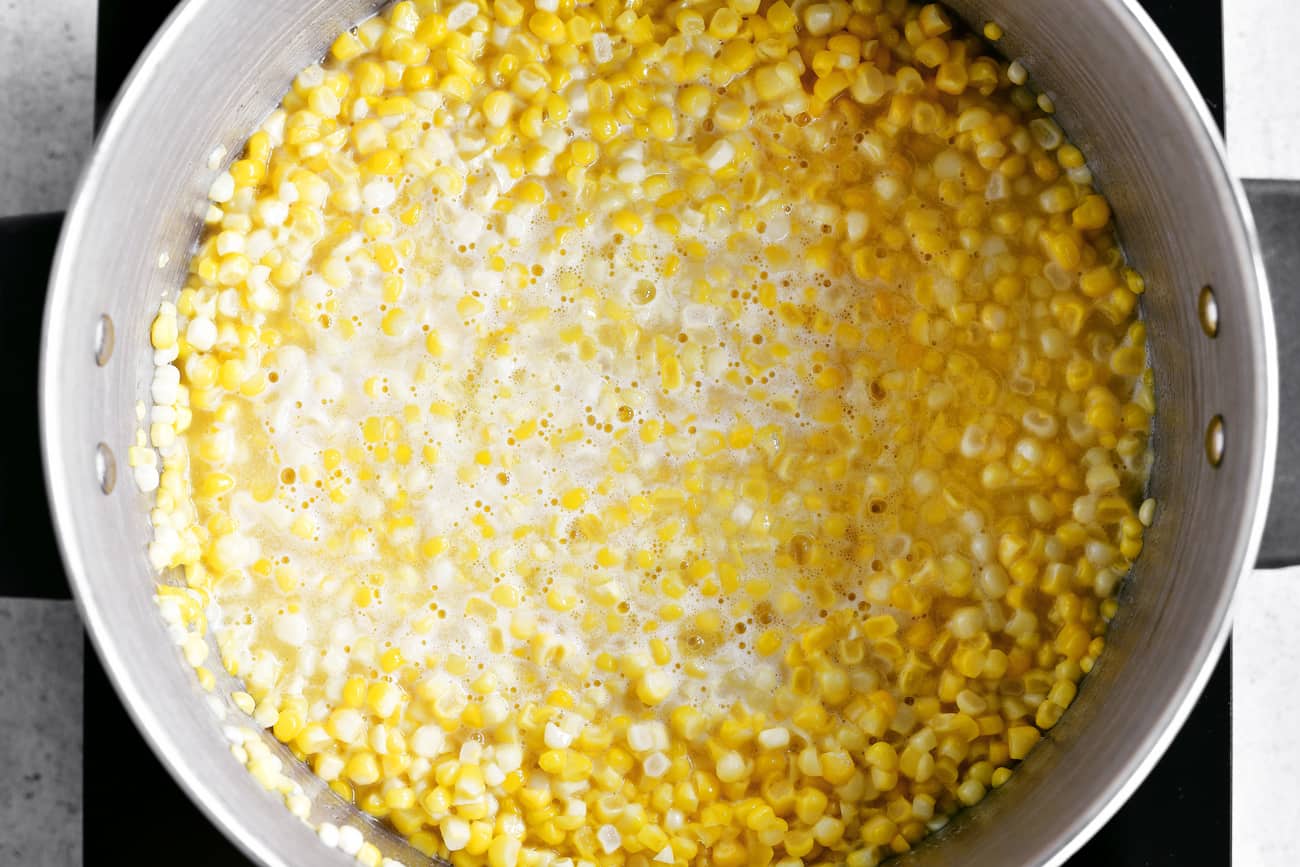 corn boiling in stockpot