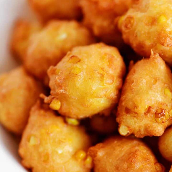 close up of corn fritters