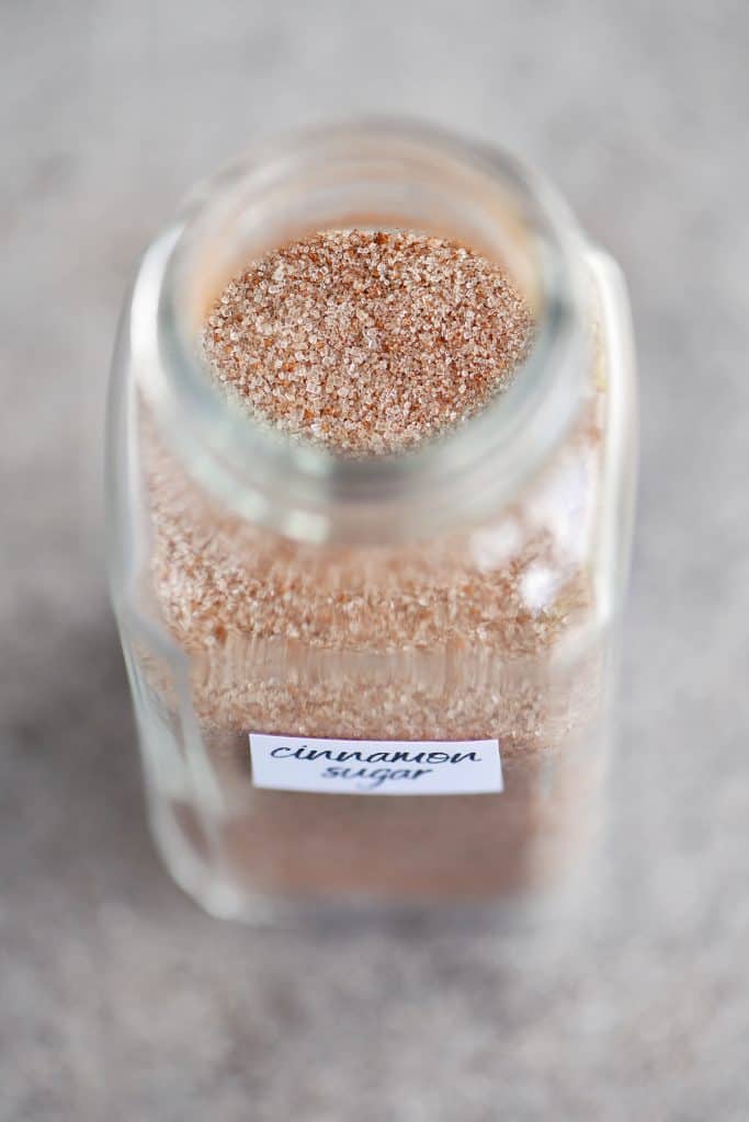 close up of cinnamon sugar in jar