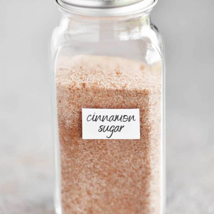 labeled spice jar of cinnamon sugar